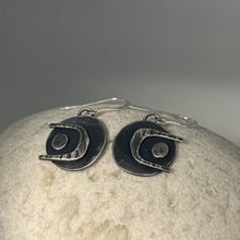 Load image into Gallery viewer, Arc drop earrings oxidised silver