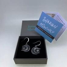 Load image into Gallery viewer, Arc drop earrings oxidised silver