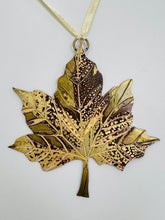 Load image into Gallery viewer, Large sycamore leaf decoration in brass