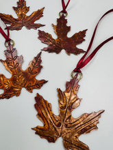 Load image into Gallery viewer, Small Acer leaf decoration in copper