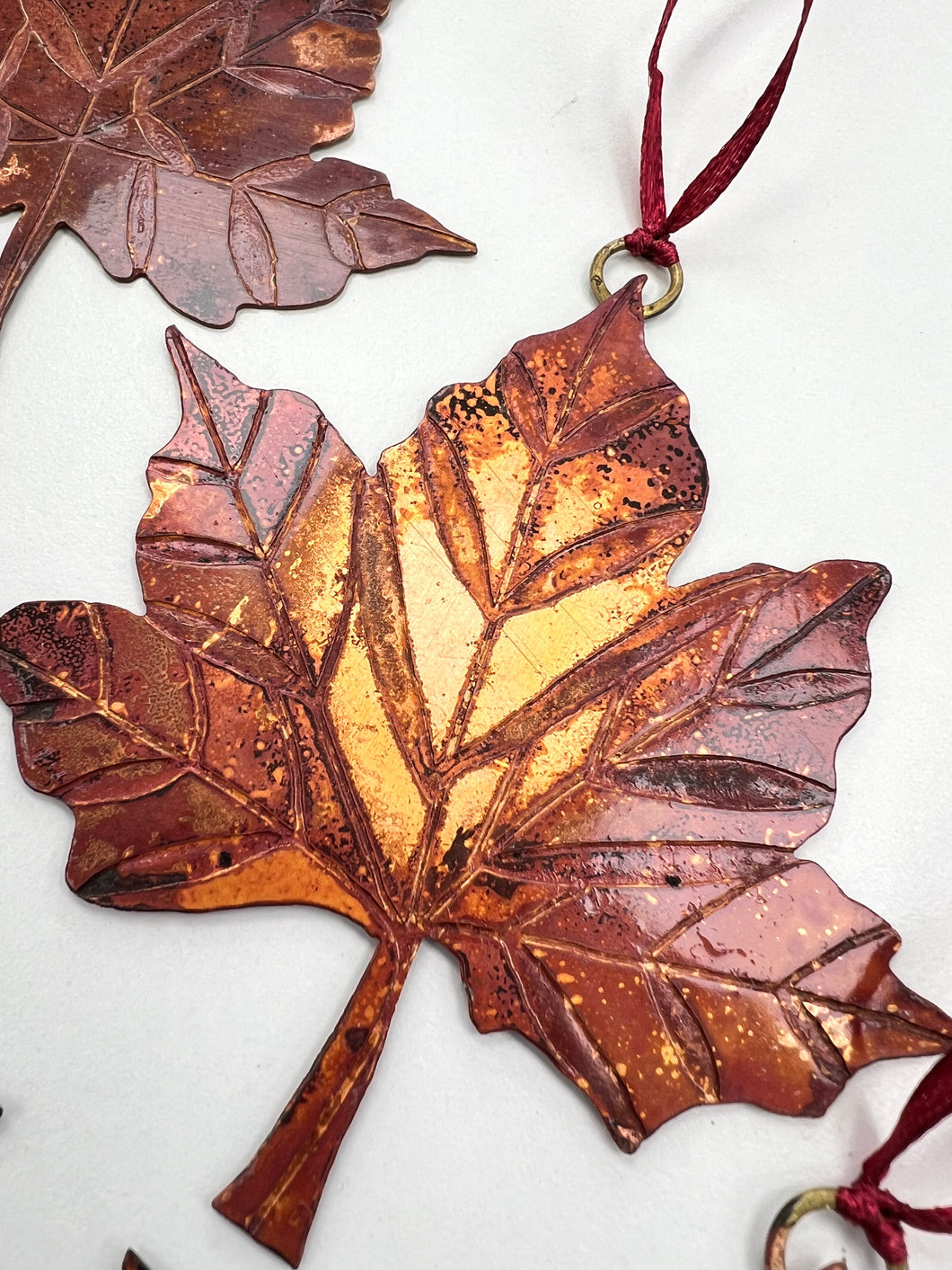 Large sycamore leaf decoration in copper