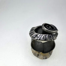 Load image into Gallery viewer, Large Marazion & spiral shell oxidised adjustable limpet ring