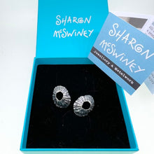 Load image into Gallery viewer, Mevagissey limpet shell stud oxidised earrings