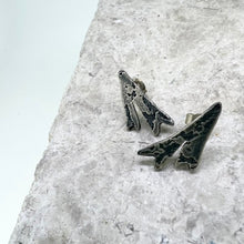 Load image into Gallery viewer, Mini textured seaweed frond stud earrings oxidised silver