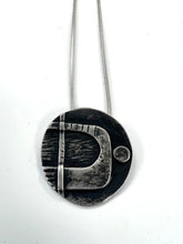 Load image into Gallery viewer, Crest pendant necklace oxidised silver