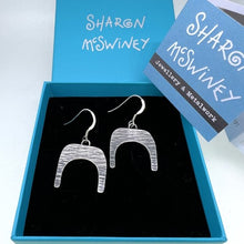 Load image into Gallery viewer, Cut out oxidised sterling silver drop earrings