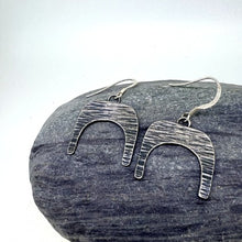 Load image into Gallery viewer, Cut out oxidised sterling silver drop earrings