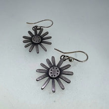 Load image into Gallery viewer, Large daisy oxidised silver earrings