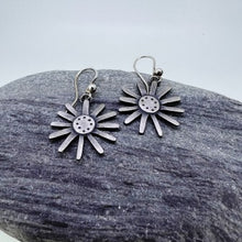 Load image into Gallery viewer, Large daisy oxidised silver earrings