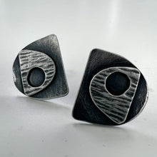 Load image into Gallery viewer, Form stud oxidised silver earrings