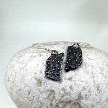 Load image into Gallery viewer, Porthmeor Sea urchin fragment drop earrings oxidised silver
