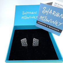 Load image into Gallery viewer, Porthmeor Sea urchin fragment earrings oxidised silver