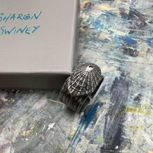 Load image into Gallery viewer, Porthmeor oxidised adjustable keyhole limpet shell ring