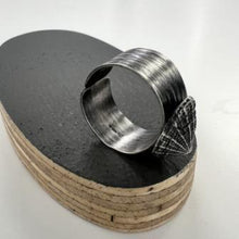 Load image into Gallery viewer, Porthmeor oxidised adjustable keyhole limpet shell ring