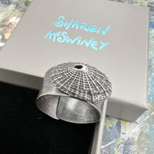 Load image into Gallery viewer, Porthmeor oxidised adjustable keyhole limpet shell ring