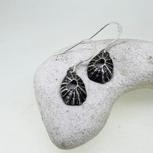 Load image into Gallery viewer, Oxidised Sennen Cove limpet small drop earrings
