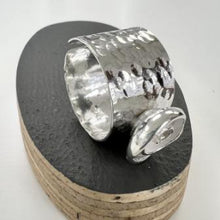 Load image into Gallery viewer, Spiral shell silver textured adjustable ring