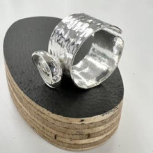 Load image into Gallery viewer, Spiral shell silver textured adjustable ring