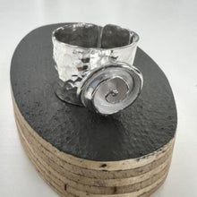 Load image into Gallery viewer, Spiral shell silver textured adjustable ring