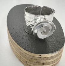Load image into Gallery viewer, Spiral shell silver textured adjustable ring