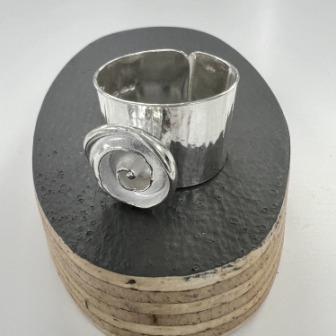 Spiral shell sterling silver adjustable ring