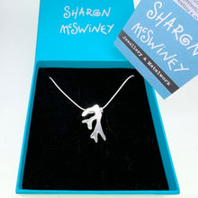 Load image into Gallery viewer, Small seaweed frond silver pendant necklace
