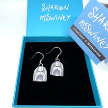 Load image into Gallery viewer, Space drop earrings oxidised silver
