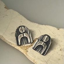 Load image into Gallery viewer, Space stud earrings oxidised silver