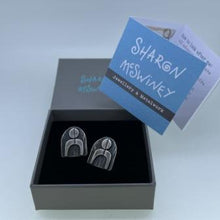 Load image into Gallery viewer, Space stud earrings oxidised silver
