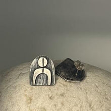 Load image into Gallery viewer, Space stud earrings oxidised silver