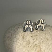 Load image into Gallery viewer, Space stud earrings oxidised silver