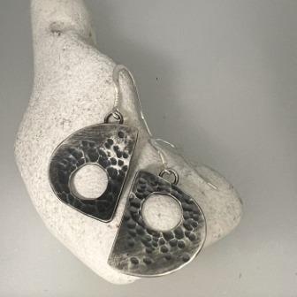 Strata drop earrings oxidised silver