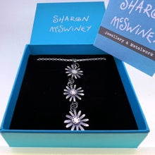 Load image into Gallery viewer, Triple daisy oxidised silver necklace