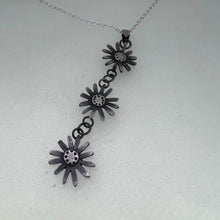 Load image into Gallery viewer, Triple daisy oxidised silver necklace
