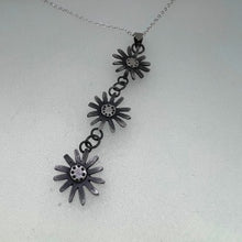 Load image into Gallery viewer, Triple daisy oxidised silver necklace