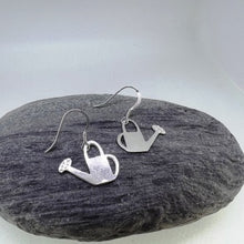 Load image into Gallery viewer, Silver Watering can earrings