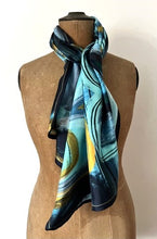 Load image into Gallery viewer, 'Waves of colour' long silk scarf