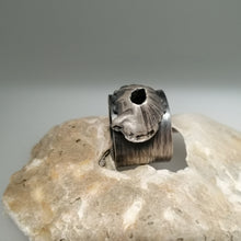 Load image into Gallery viewer, Barnacle adjustable ring in oxidised silver handmade by Sharon McSwiney