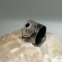 Load image into Gallery viewer, Barnacle adjustable ring in oxidised silver handmade by Sharon McSwiney
