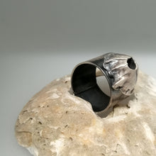 Load image into Gallery viewer, Barnacle adjustable ring in oxidised silver handmade by Sharon McSwiney