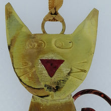 Load image into Gallery viewer, Brass cat decoration handmade by Sharon McSwiney