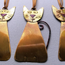 Load image into Gallery viewer, Brass cats decorations handmade by Sharon McSwiney