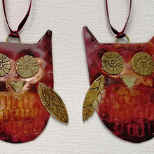 Load image into Gallery viewer, copper owl decorations handmade by Sharon McSwiney