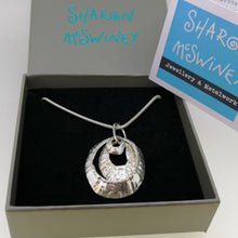 Load image into Gallery viewer, triple silver limpet necklace handmade by Sharon McSwiney St Ives in a gift box
