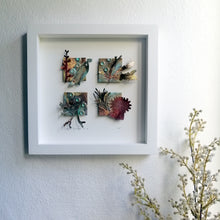Load image into Gallery viewer, Metal seaweed & sea creatures in copper & brass framed as a picture handmade by Sharon McSwiney
