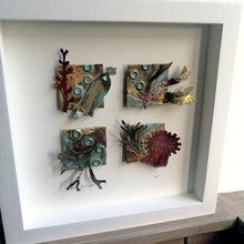 Load image into Gallery viewer, Metal seaweed & sea creatures in copper & brass framed as a picture handmade by Sharon McSwiney