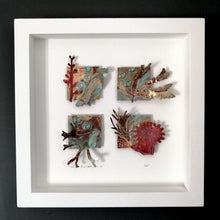 Load image into Gallery viewer, Metal seaweed & sea creatures in copper & brass framed as a picture handmade by Sharon McSwiney
