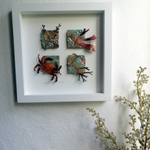 Load image into Gallery viewer, Metal seaweed & sea creatures in copper & brass framed as a picture handmade by Sharon McSwiney