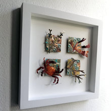 Load image into Gallery viewer, Metal seaweed & sea creatures in copper & brass framed as a picture handmade by Sharon McSwiney