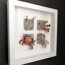 Load image into Gallery viewer, Metal seaweed & sea creatures in copper & brass framed as a picture handmade by Sharon McSwiney